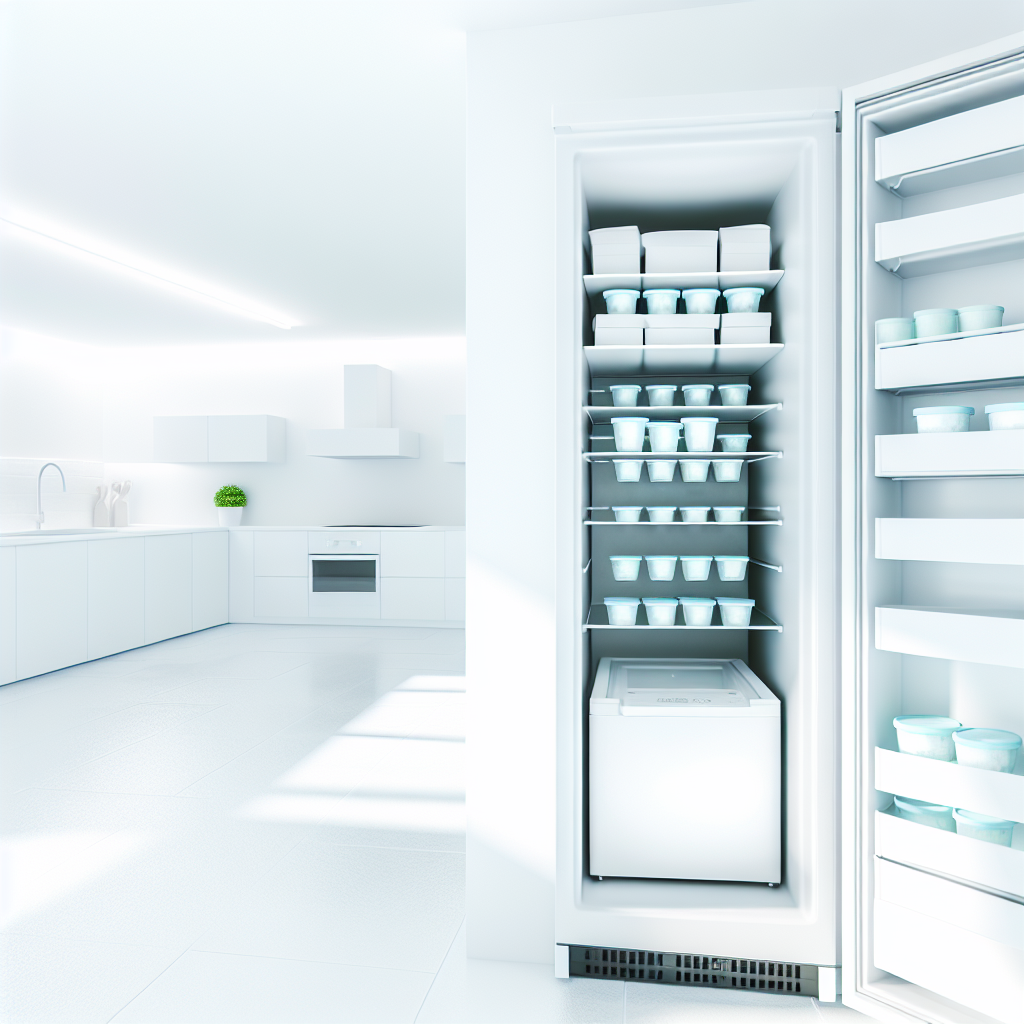 Clean organized kitchen with modern freezer